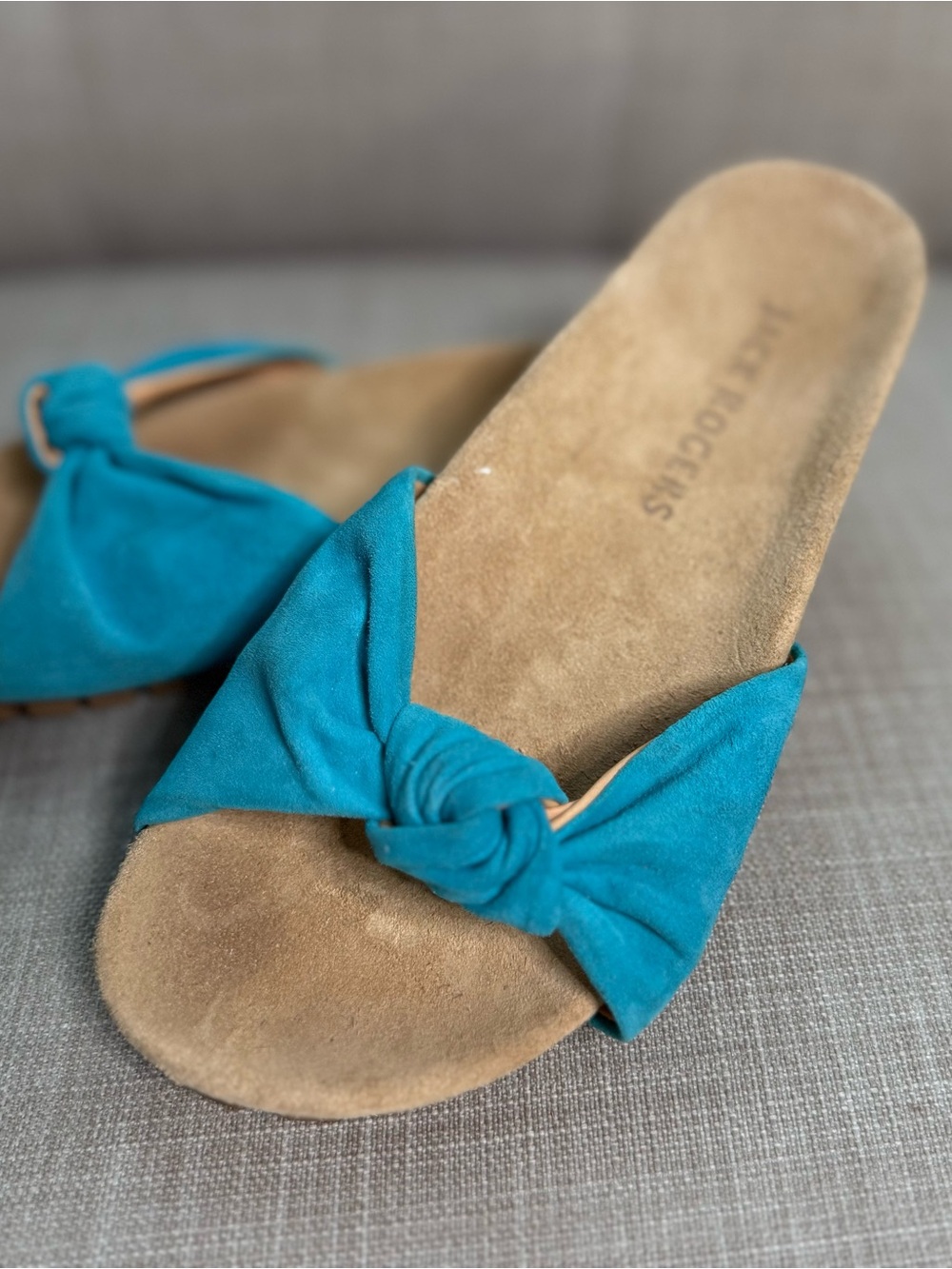 Jack Rogers blue  Suede Flat Sandals Size 8.5 Very Little Wear
